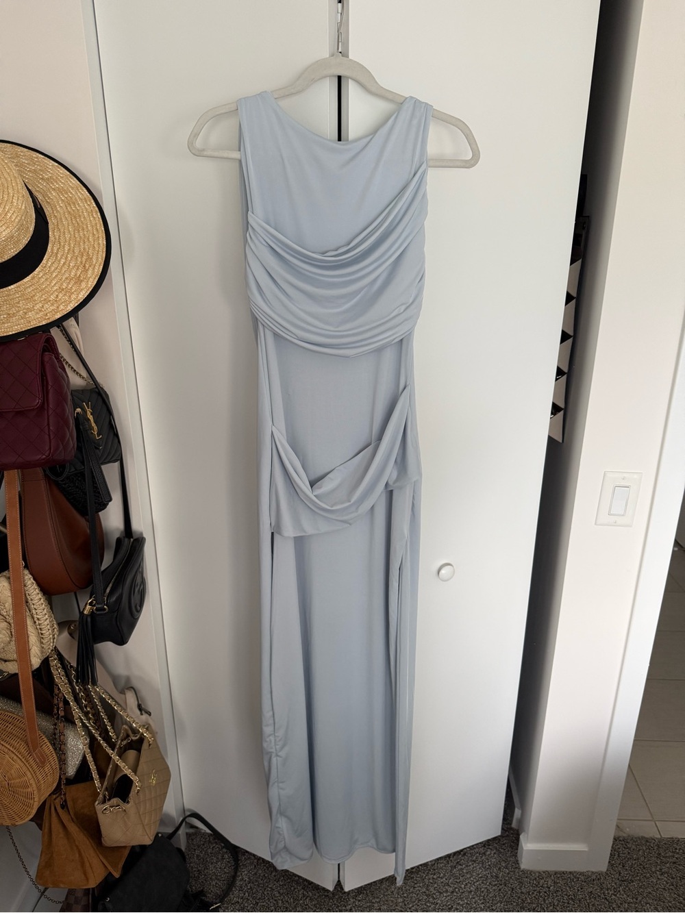 Meshki Powder Blue Draped Maxi Dress
